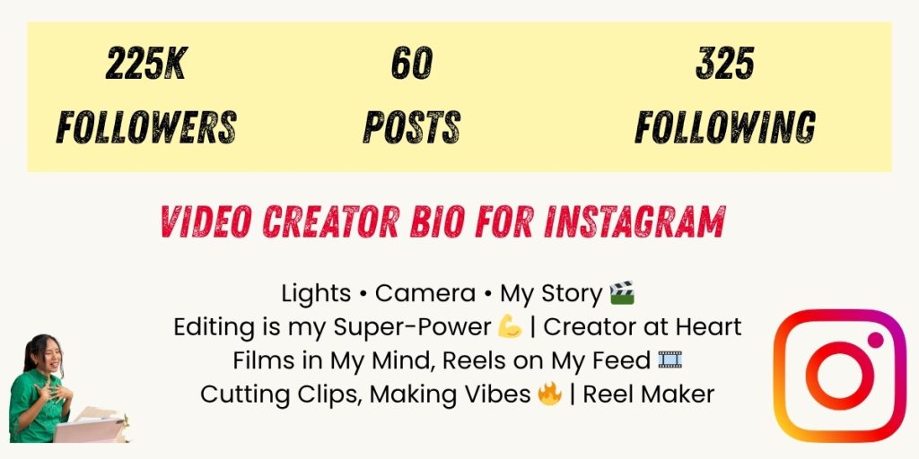 Video Creator bio for Instagram